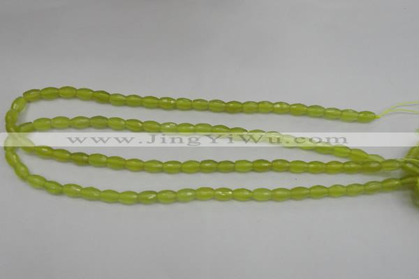 CKA225 15.5 inches 6*8mm faceted rice Korean jade gemstone beads