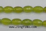 CKA226 15.5 inches 8*12mm faceted rice Korean jade gemstone beads