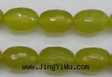 CKA227 15.5 inches 12*16mm faceted rice Korean jade gemstone beads