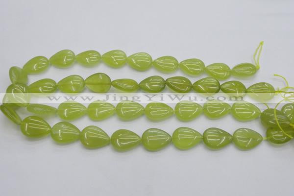 CKA257 15.5 inches 15*20mm flat teardrop Korean jade gemstone beads