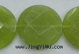 CKA268 15.5 inches 30mm faceted coin Korean jade gemstone beads