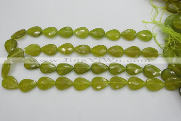 CKA275 15.5 inches 15*20mm faceted flat teardrop Korean jade gemstone beads