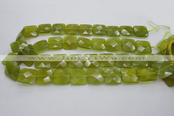 CKA287 15.5 inches 20*20mm faceted square Korean jade gemstone beads