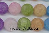 CKQ06 15.5 inches 14mm round matte dyed crackle quartz beads