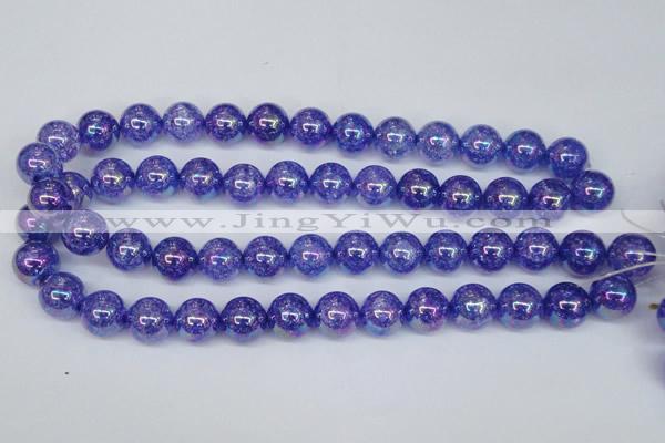 CKQ104 15.5 inches 12mm round AB-color dyed crackle quartz beads