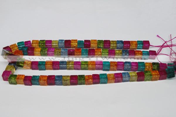 CKQ115 15.5 inches 8*8mm cube dyed crackle quartz beads