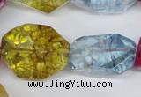 CKQ119 15.5 inches 16*26mm faceted nuggets dyed crackle quartz beads