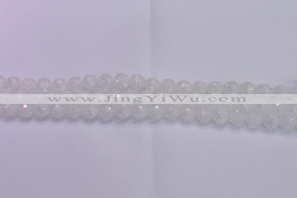 CKQ344 15.5 inches 8mm faceted round dyed crackle quartz beads
