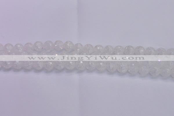 CKQ345 15.5 inches 10mm faceted round dyed crackle quartz beads