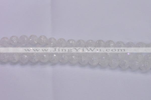 CKQ346 15.5 inches 12mm faceted round dyed crackle quartz beads