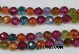 CKQ41 15.5 inches 6mm faceted round dyed crackle quartz beads