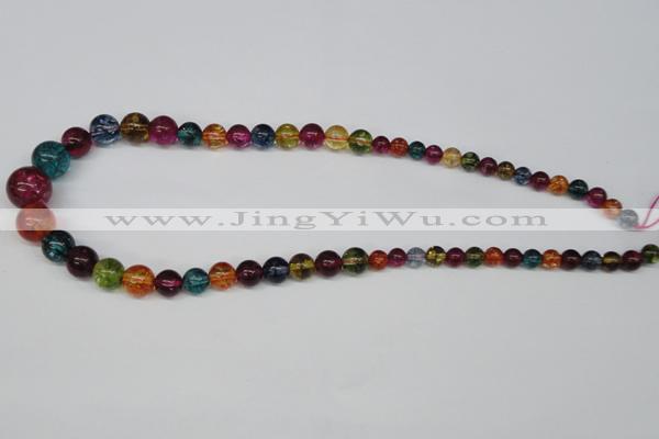 CKQ49 15.5 inches 6mm - 14mm round dyed crackle quartz beads