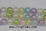 CKQ61 15.5 inches 6mm round AB-color dyed crackle quartz beads