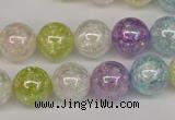 CKQ64 15.5 inches 12mm round AB-color dyed crackle quartz beads