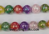 CKQ75 15.5 inches 14mm round AB-color dyed crackle quartz beads