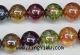 CKQ85 15.5 inches 14mm round AB-color dyed crackle quartz beads