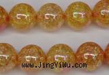 CKQ95 15.5 inches 14mm round AB-color dyed crackle quartz beads