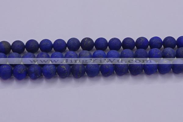 CLA74 15.5 inches 12mm round matte lapis lazuli beads wholesale