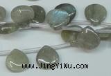 CLB177 top-drilled 12*12mm flat teardrop labradorite gemstone beads
