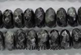 CLB323 15.5 inches 7*14mm faceted rondelle black labradorite beads