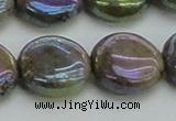 CLB638 15.5 inches 16mm flat round AB-color labradorite beads