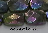 CLB699 15.5 inches 15*20mm faceted rectangle AB-color labradorite beads