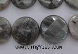 CLB745 15.5 inches 18mm faceted coin labradorite gemstone beads