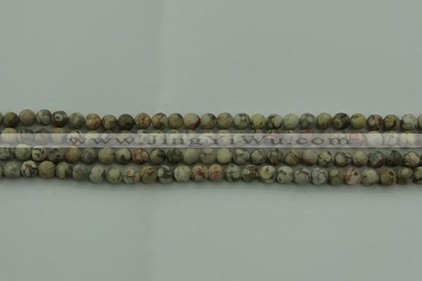 CLD201 15.5 inches 6mm round matte Chinese leopard skin jasper beads