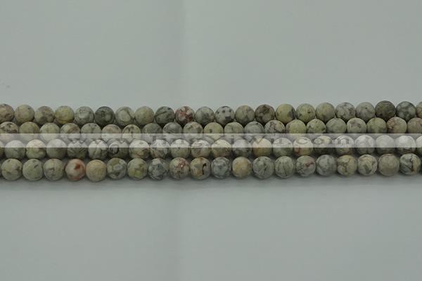 CLD202 15.5 inches 8mm round matte Chinese leopard skin jasper beads