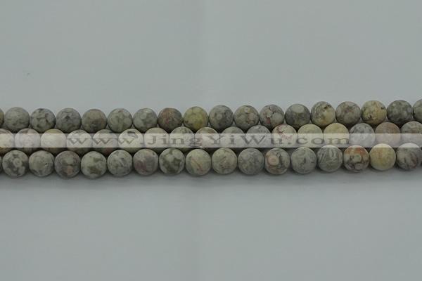 CLD203 15.5 inches 10mm round matte Chinese leopard skin jasper beads