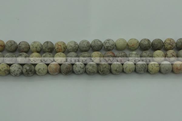 CLD204 15.5 inches 12mm round matte Chinese leopard skin jasper beads