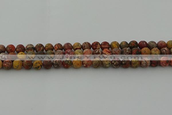 CLD212 15.5 inches 8mm round matte leopard skin jasper beads