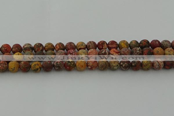CLD213 15.5 inches 10mm round matte leopard skin jasper beads