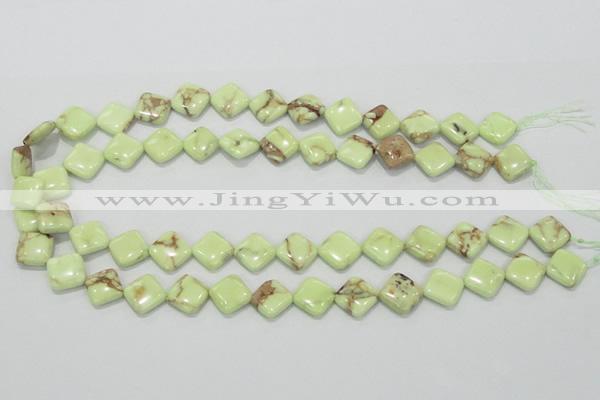 CLE37 15.5 inches 12*12mm diamond lemon turquoise beads wholesale