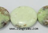 CLE50 15.5 inches 30mm flat round lemon turquoise  beads wholesale
