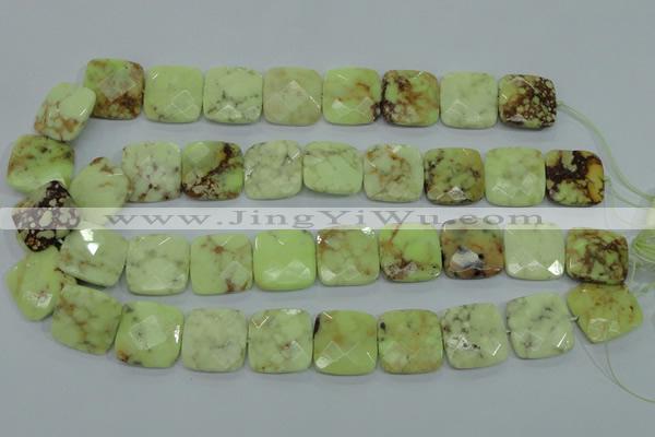 CLE61 15.5 inches 20*20mm faceted square lemon turquoise beads