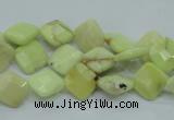 CLE67 15.5 inches 10*10mm faceted diamond lemon turquoise beads