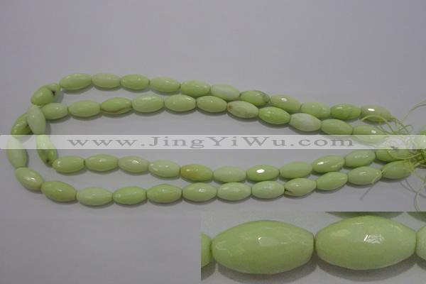CLE74 15.5 inches 8*16mm faceted rice lemon turquoise beads