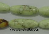 CLE75 15.5 inches 10*30mm faceted rice lemon turquoise beads