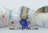 CLG536 16 inches 12*15mm faceted cuboid lampwork glass beads