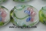 CLG803 15.5 inches 22*28mm oval lampwork glass beads wholesale