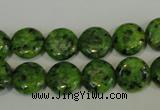 CLJ312 15.5 inches 12mm flat round dyed sesame jasper beads wholesale