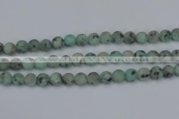CLJ415 15.5 inches 14mm round matte sesame jasper beads wholesale