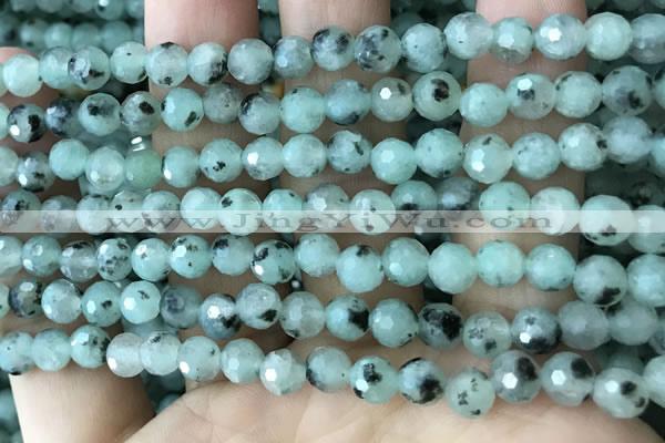 CLJ430 15.5 inches 6mm faceted round sesame jasper beads
