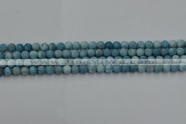 CLR611 15.5 inches 6mm round matte imitation larimar beads