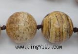 CLS101 15.5 inches 25mm faceted round large picture jasper beads