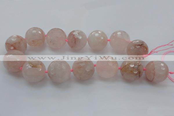 CLS16 15.5 inches 30mm faceted round large pink quartz beads