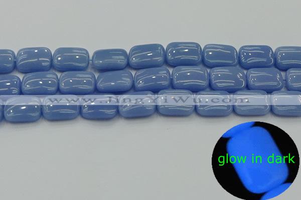 CLU163 15.5 inches 13*18mm rectangle blue luminous stone beads