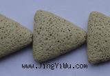 CLV23 15 inches 22*26mm triangle milk white natural lava beads wholesale