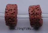 CLV25 15.5 inches 7*15mm coin shape red natural lava beads wholesale